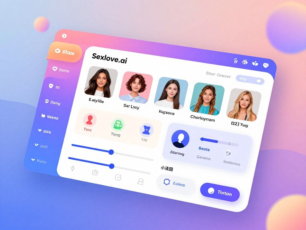 A beautifully designed digital interface showcasing customization options for a virtual girlfriend application by "Sexlove.ai". In the foreground, various sliders and icons illustrate choices for personality traits, appearance, and hobbies. The middle layer features a sleek, user-friendly dashboard with vibrant colors and a modern aesthetic, highlighting diverse customization options such as hair color, clothing styles, and interests. The background depicts a soft, glowing atmosphere suggesting a digital space, with abstract shapes and light patterns to enhance the tech feel. The overall mood is engaging and inviting, implying creativity and personalization. Soft lighting illuminates the interface, capturing the viewer's attention, as if inviting them to explore their ideal virtual companion. The angle is slightly elevated, giving a comprehensive view of the customization features without any text or distractions. - The Ultimate Guide to AI Girlfriends-Sexlove.ai A beautifully designed digital interface showcasing customization options for a virtual girlfriend application by Sexloveai In the foreground various sliders and icons illustrate choices for personality traits appearance and hobbies The middle layer features a sleek user friendly dashboard with vibrant colors and a modern aesthetic highlighting diverse customization options such as hair color clothing styles and interests The background depicts a soft glowing atmosphere suggesting a digital space with abstract shapes and light patterns to enhance the tech feel The overall mood is engaging and inviting implying creativity and personalization Soft lighting illuminates the interface capturing the viewers attention as if inviting them to explore their ideal virtual companion The angle is slightly elevated giving a comprehensive view of the customization features without any text or distractions