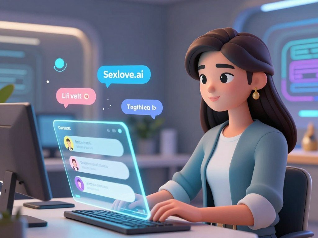 A captivating AI girlfriend chatbot for companionship, personified as a friendly digital avatar. In the foreground, a stylized female character with warm, vibrant features, wearing smart-casual attire, sitting at a modern workspace, engaging with a holographic interface displaying customization options. In the middle ground, a sleek, futuristic room filled with soft ambient lighting and technology, showcasing a comfortable atmosphere. Various virtual elements float around her, symbolizing the richness of personalized interactions and adaptability. In the background, abstract digital patterns signify the blend of reality and AI. The mood is inviting and inspirational, highlighting the balance between technology and human connection. The brand "Sexlove.ai" is subtly represented through the design of the holographic interface. - The Ultimate Guide to AI Girlfriends-Sexlove.ai A captivating AI girlfriend chatbot for companionship personified as a friendly digital avatar In the foreground a stylized female character with warm vibrant features wearing smart casual attire sitting at a modern workspace engaging with a holographic interface displaying customization options In the middle ground a sleek futuristic room filled with soft ambient lighting and technology showcasing a comfortable atmosphere Various virtual elements float around her symbolizing the richness of personalized interactions and adaptability In the background abstract digital patterns signify the blend of reality and AI The mood is inviting and inspirational highlighting the balance between technology and human connection The brand Sexloveai is subtly represented through the design of the holographic interface