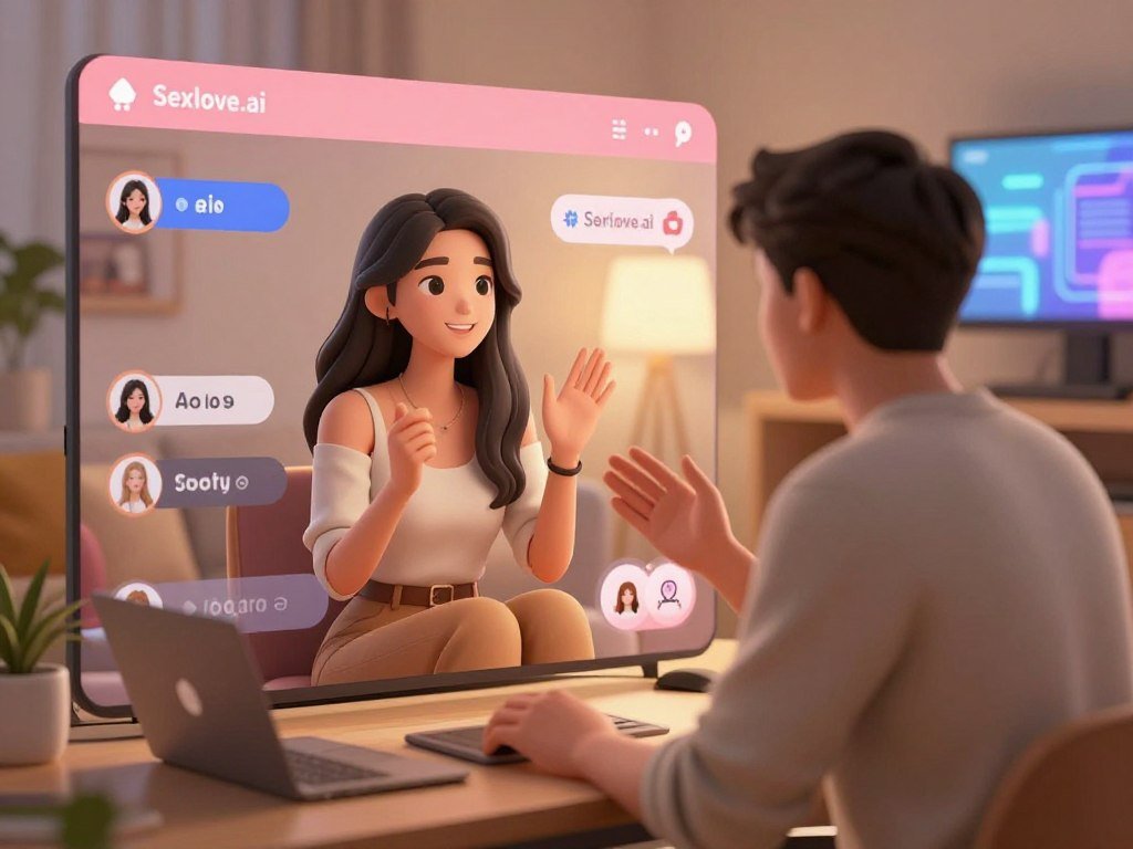 A cozy and modern virtual setting designed for user interactions with a virtual girlfriend powered by Sexlove.ai. In the foreground, show a warm, inviting digital interface with visual elements like chat windows and icons illustrating roleplay features. In the middle ground, depict a user immersed in engaging conversations with their AI girlfriend, who is a stylized, friendly avatar dressed in a fashionable, modest outfit. Soft, diffused lighting creates an intimate atmosphere, highlighting the user's expressions of enjoyment and connection. In the background, include hints of a futuristic living space with digital screens and personalized decor, enhancing the immersive experience. The overall mood is playful and engaging, emphasizing the fun and interactive nature of virtual relationships. - The Ultimate Guide to AI Girlfriends-Sexlove.ai A cozy and modern virtual setting designed for user interactions with a virtual girlfriend powered by Sexloveai In the foreground show a warm inviting digital interface with visual elements like chat windows and icons illustrating roleplay features In the middle ground depict a user immersed in engaging conversations with their AI girlfriend who is a stylized friendly avatar dressed in a fashionable modest outfit Soft diffused lighting creates an intimate atmosphere highlighting the users expressions of enjoyment and connection In the background include hints of a futuristic living space with digital screens and personalized decor enhancing the immersive experience The overall mood is playful and engaging emphasizing the fun and interactive nature of virtual relationships