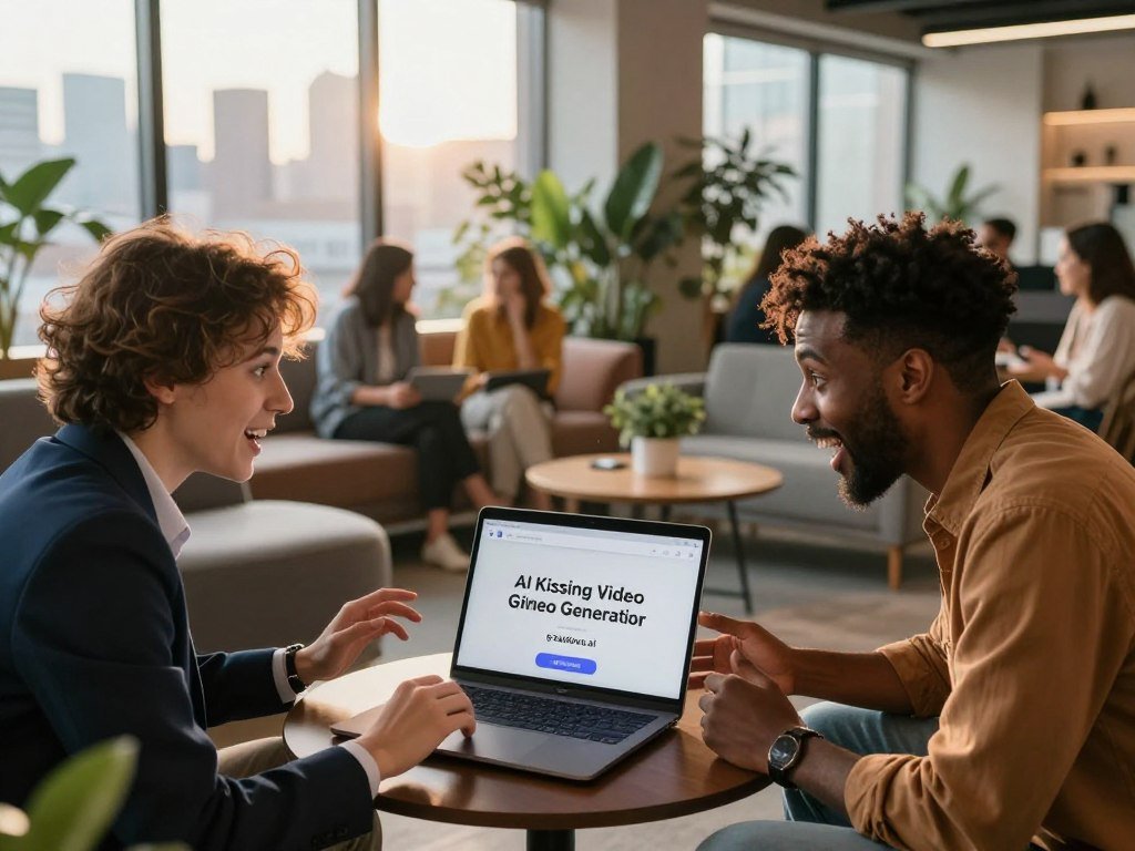 A cozy, inviting scene depicting a group of diverse individuals in a modern, chic office space, engaged in lively discussions about their experiences with the AI Kissing Video Generator by Sexlove.ai. In the foreground, two users, one wearing professional business attire and the other in smart casual clothing, are animatedly reviewing a video on a sleek laptop. Their expressions reflect excitement and curiosity. The middle ground features a comfortable seating area with stylish, contemporary furniture and plants, creating a collaborative atmosphere. Behind them, large windows showcase a city skyline bathed in soft, warm sunlight, enriching the scene with a vibrant yet professional ambiance. The mood is upbeat and innovative, highlighting the social media impact of this technology. The camera angle is slightly elevated, providing a clear view of the participants' interactions while maintaining focus on their engagement with the product. - The Ultimate Guide to AI Girlfriends-Sexlove.ai A cozy inviting scene depicting a group of diverse individuals in a modern chic office space engaged in lively discussions about their experiences with the AI Kissing Video Generator by Sexloveai In the foreground two users one wearing professional business attire and the other in smart casual clothing are animatedly reviewing a video on a sleek laptop Their expressions reflect excitement and curiosity The middle ground features a comfortable seating area with stylish contemporary furniture and plants creating a collaborative atmosphere Behind them large windows showcase a city skyline bathed in soft warm sunlight enriching the scene with a vibrant yet professional ambiance The mood is upbeat and innovative highlighting the social media impact of this technology The camera angle is slightly elevated providing a clear view of the participants interactions while maintaining focus on their engagement with the product