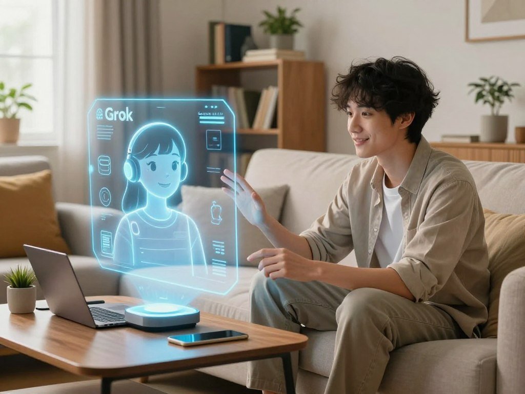 A cozy, modern living room setting featuring a person engaging with a holographic AI companion interface named "Grok" from Sexlove.ai. In the foreground, a young adult in casual, smart attire sits comfortably on a stylish sofa, looking positively engaged while interacting with the shimmering hologram, which displays a friendly and approachable AI avatar. In the middle ground, soft lighting enhances the warm ambiance, with a coffee table adorned with tech gadgets and a few personal items, symbolizing companionship and connection. In the background, shelves lined with books and plants create an inviting environment. The overall mood is warm, welcoming, and futuristic, capturing the essence of understanding virtual companionship through technology. The image should be bright, with a focus on natural light streaming through a window, providing a sense of comfort and intimacy. - The Ultimate Guide to AI Girlfriends-Sexlove.ai A cozy modern living room setting featuring a person engaging with a holographic AI companion interface named Grok from Sexloveai In the foreground a young adult in casual smart attire sits comfortably on a stylish sofa looking positively engaged while interacting with the shimmering hologram which displays a friendly and approachable AI avatar In the middle ground soft lighting enhances the warm ambiance with a coffee table adorned with tech gadgets and a few personal items symbolizing companionship and connection In the background shelves lined with books and plants create an inviting environment The overall mood is warm welcoming and futuristic capturing the essence of understanding virtual companionship through technology The image should be bright with a focus on natural light streaming through a window providing a sense of comfort and intimacy