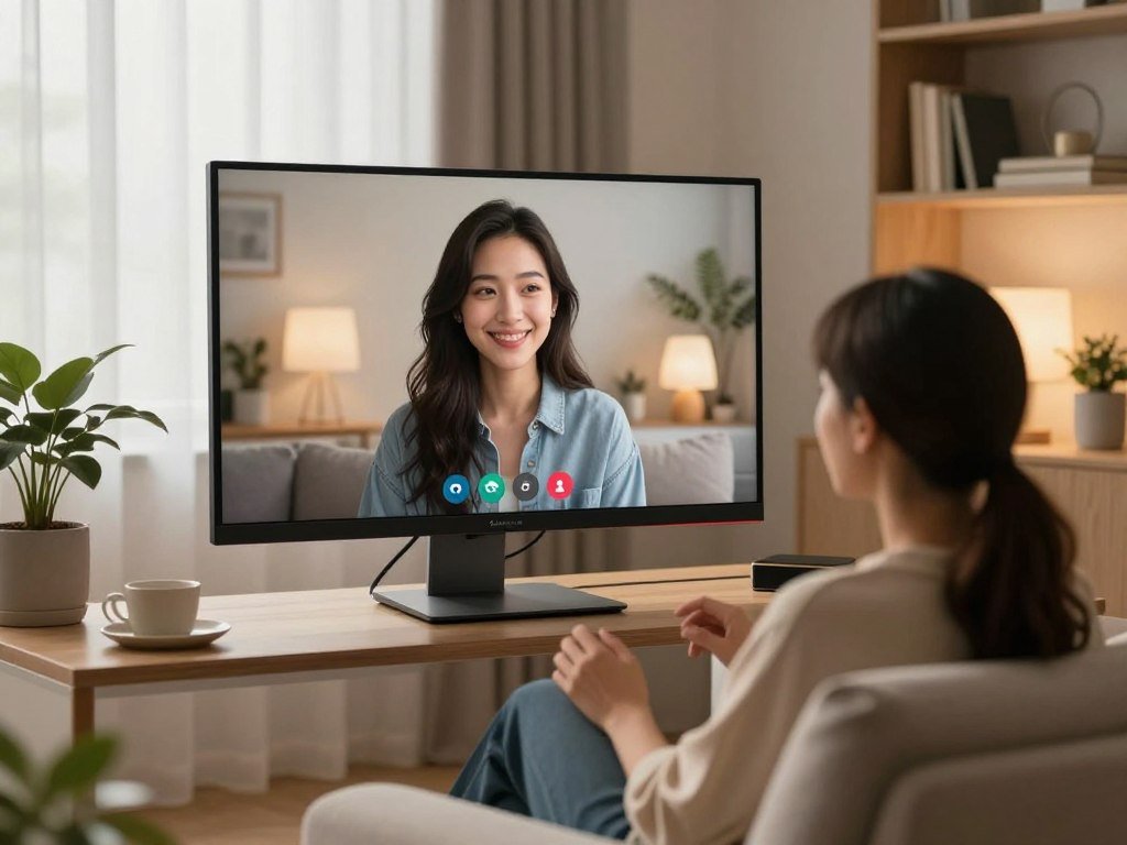 A cozy, modern living room setting with a virtual interface displayed on a sleek monitor, showcasing a digital avatar designed as an AI girlfriend. The avatar is depicted as an attractive woman in casual clothing, smiling warmly, with a backdrop of soft ambient lighting creating a welcoming atmosphere. In the foreground, a user sits comfortably on a stylish couch, engaged in the video experience, with a look of intrigue and connection on their face. The middle section includes decorative elements like potted plants and bookshelves, enhancing the intimate environment. The background features large windows with natural light streaming in, giving a sense of warmth and comfort. The overall mood is engaging and futuristic, highlighting the concept of a personal AI companion. Emphasize the branding "Sexlove.ai" subtly within the interface without text overlays. - The Ultimate Guide to AI Girlfriends-Sexlove.ai A cozy modern living room setting with a virtual interface displayed on a sleek monitor showcasing a digital avatar designed as an AI girlfriend The avatar is depicted as an attractive woman in casual clothing smiling warmly with a backdrop of soft ambient lighting creating a welcoming atmosphere In the foreground a user sits comfortably on a stylish couch engaged in the video experience with a look of intrigue and connection on their face The middle section includes decorative elements like potted plants and bookshelves enhancing the intimate environment The background features large windows with natural light streaming in giving a sense of warmth and comfort The overall mood is engaging and futuristic highlighting the concept of a personal AI companion Emphasize the branding Sexloveai subtly within the interface without text overlays
