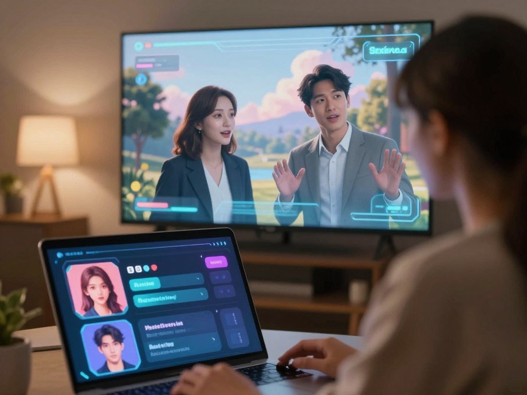 A cozy, modern virtual storytelling environment showcasing immersive elements of interactive storytelling for a romantic game. In the foreground, a glowing virtual interface displays vibrant character avatars and dialogue options, inviting the viewer in. In the middle, a couple, dressed in professional attire, engages with a holographic scene, their expressions reflecting curiosity and excitement. The background features a softly lit digital landscape, filled with trees and a serene skyline, suggesting a world of endless possibilities. Utilize soft, ambient lighting to create a warm atmosphere, with a slight depth of field to focus on the characters. The mood is engaging and inviting, perfect for a virtual romance experience. Include a touch of futuristic technology, incorporating elements from "Sexlove.ai." - The Ultimate Guide to AI Girlfriends-Sexlove.ai A cozy modern virtual storytelling environment showcasing immersive elements of interactive storytelling for a romantic game In the foreground a glowing virtual interface displays vibrant character avatars and dialogue options inviting the viewer in In the middle a couple dressed in professional attire engages with a holographic scene their expressions reflecting curiosity and excitement The background features a softly lit digital landscape filled with trees and a serene skyline suggesting a world of endless possibilities Utilize soft ambient lighting to create a warm atmosphere with a slight depth of field to focus on the characters The mood is engaging and inviting perfect for a virtual romance experience Include a touch of futuristic technology incorporating elements from Sexloveai
