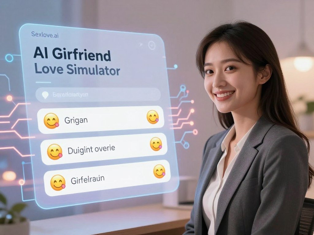 A cozy virtual environment illustrating the concept of emotional connection in the "AI Girlfriend Love Simulator" by Sexlove.ai. In the foreground, a stylish young woman with an engaging smile represents the AI girlfriend, dressed in professional business attire, showcasing warmth and friendliness. In the middle ground, a soft-lit digital interface displays interactive options and emoticons, symbolizing the emotional engagement between users and the AI. The background features a serene, abstract representation of a digital landscape with glowing circuit patterns and soft pastel colors, evoking a sense of connection and innovation. The scene is illuminated by ambient lighting, creating a calming atmosphere, shot with a slight tilt angle to enhance the depth and emotional impact. - The Ultimate Guide to AI Girlfriends-Sexlove.ai A cozy virtual environment illustrating the concept of emotional connection in the AI Girlfriend Love Simulator by Sexloveai In the foreground a stylish young woman with an engaging smile represents the AI girlfriend dressed in professional business attire showcasing warmth and friendliness In the middle ground a soft lit digital interface displays interactive options and emoticons symbolizing the emotional engagement between users and the AI The background features a serene abstract representation of a digital landscape with glowing circuit patterns and soft pastel colors evoking a sense of connection and innovation The scene is illuminated by ambient lighting creating a calming atmosphere shot with a slight tilt angle to enhance the depth and emotional impact