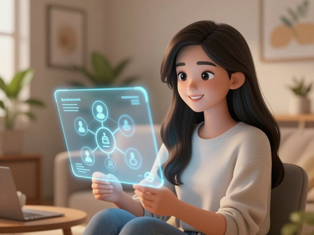 A digital illustration of a friendly virtual companion inspired by the concept of "Perchance AI Girlfriend" branded as "Sexlove.ai". In the foreground, depict a female AI avatar with a warm smile, featuring long, flowing hair and gentle, inviting eyes, dressed in stylish, modest casual wear. In the middle ground, include a softly glowing holographic interface displaying icons of companionship and connection, emphasizing the virtual aspect. The background should be a cozy, contemporary room with warm lighting, suggesting a relaxed and inviting atmosphere, with plants and art on the walls. The lighting should be soft and ambient, creating a serene mood, and the angle should be slightly elevated to convey an engaging perspective on this friendly AI companion. - The Ultimate Guide to AI Girlfriends-Sexlove.ai A digital illustration of a friendly virtual companion inspired by the concept of Perchance AI Girlfriend branded as Sexloveai In the foreground depict a female AI avatar with a warm smile featuring long flowing hair and gentle inviting eyes dressed in stylish modest casual wear In the middle ground include a softly glowing holographic interface displaying icons of companionship and connection emphasizing the virtual aspect The background should be a cozy contemporary room with warm lighting suggesting a relaxed and inviting atmosphere with plants and art on the walls The lighting should be soft and ambient creating a serene mood and the angle should be slightly elevated to convey an engaging perspective on this friendly AI companion
