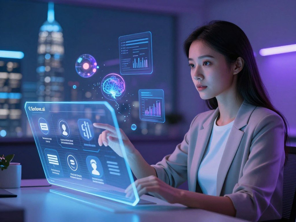 A futuristic and sleek digital environment showcasing the advanced features of Grok AI Companion. In the foreground, a holographic interface displays various icons representing communication, emotional support, and personalized recommendations. A professional woman in modest casual clothing interacts with the interface, her facial expression conveying curiosity and engagement. In the middle ground, soft glowing elements suggest artificial intelligence functioning seamlessly, while interactive visuals illustrate insights and analytics. The background features an abstract representation of a digital cityscape, symbolizing connectivity and innovation. The scene is illuminated with gentle blue and purple lighting, creating a modern and inviting atmosphere, captured from a slightly elevated angle to emphasize the interaction with the AI. Include the brand name "Sexlove.ai" subtly integrated into the design elements without text overlays or distractions. - The Ultimate Guide to AI Girlfriends-Sexlove.ai A futuristic and sleek digital environment showcasing the advanced features of Grok AI Companion In the foreground a holographic interface displays various icons representing communication emotional support and personalized recommendations A professional woman in modest casual clothing interacts with the interface her facial expression conveying curiosity and engagement In the middle ground soft glowing elements suggest artificial intelligence functioning seamlessly while interactive visuals illustrate insights and analytics The background features an abstract representation of a digital cityscape symbolizing connectivity and innovation The scene is illuminated with gentle blue and purple lighting creating a modern and inviting atmosphere captured from a slightly elevated angle to emphasize the interaction with the AI Include the brand name Sexloveai subtly integrated into the design elements without text overlays or distractions
