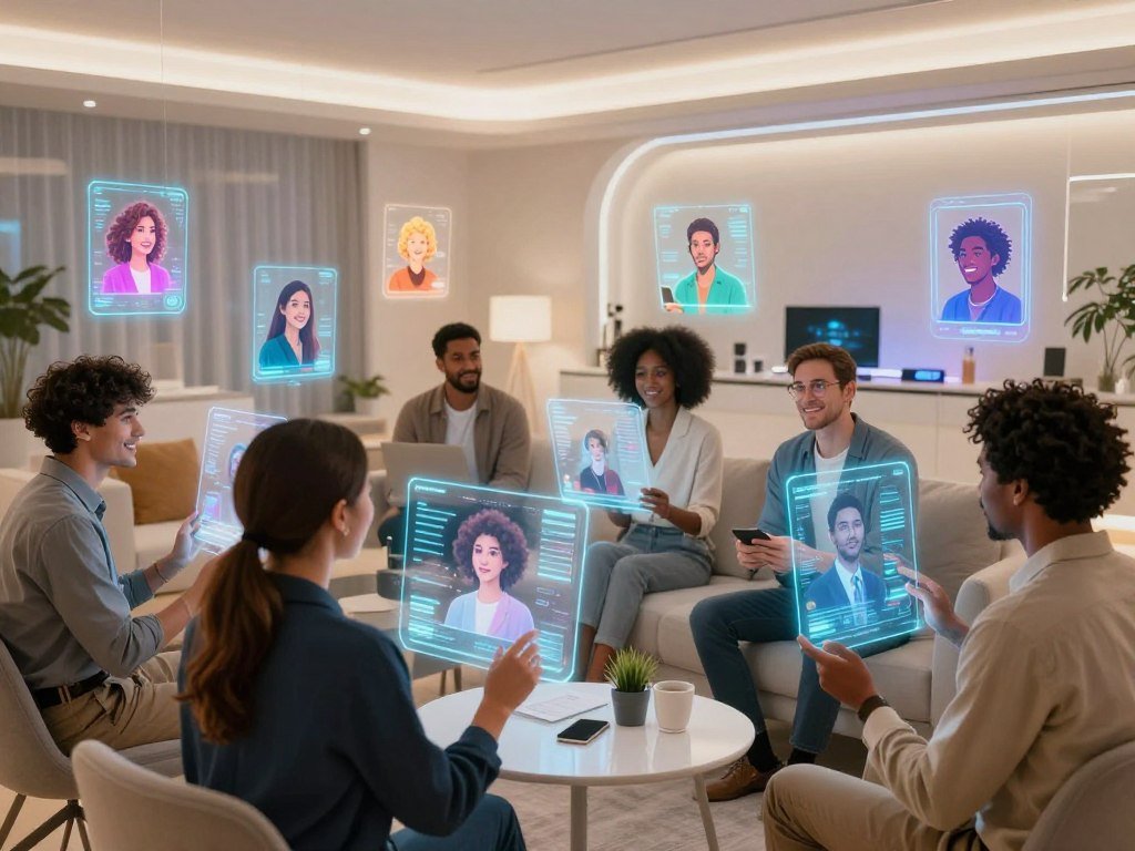 A futuristic and visually captivating scene depicting the theme of cutting-edge virtual companionship. In the foreground, a diverse group of individuals, dressed in stylish business attire and modest casual clothing, engage with advanced holographic displays showcasing AI companions. The middle ground features sleek, glowing interfaces and floating digital avatars representing various personality types, each illuminated with engaging colors. In the background, a high-tech, modern living space filled with soft ambient lighting and innovative technology highlights the comfortable atmosphere of virtual interaction. The overall mood is optimistic and welcoming, symbolizing the fusion of human connection with advanced AI technology. Bright, warm lighting enhances the inviting ambiance, while the composition is captured at eye level, creating an immersive experience. Brand name "Sexlove.ai" subtly incorporated within the tech elements, ensuring a cohesive theme. - The Ultimate Guide to AI Girlfriends-Sexlove.ai A futuristic and visually captivating scene depicting the theme of cutting edge virtual companionship In the foreground a diverse group of individuals dressed in stylish business attire and modest casual clothing engage with advanced holographic displays showcasing AI companions The middle ground features sleek glowing interfaces and floating digital avatars representing various personality types each illuminated with engaging colors In the background a high tech modern living space filled with soft ambient lighting and innovative technology highlights the comfortable atmosphere of virtual interaction The overall mood is optimistic and welcoming symbolizing the fusion of human connection with advanced AI technology Bright warm lighting enhances the inviting ambiance while the composition is captured at eye level creating an immersive experience Brand name Sexloveai subtly incorporated within the tech elements ensuring a cohesive theme