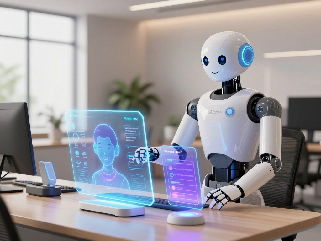 A futuristic design concept showcasing various customization options for companion robots in a sleek, modern workspace. In the foreground, several interactive holographic displays illustrate features like facial expression customization, voice modulation, and personality settings, glowing softly with blue and purple hues. The middle ground features a humanoid robot with a friendly demeanor, dressed in smart casual clothing, engaging with the displays. The background reveals a chic, minimalistic office with soft natural lighting, emphasizing a warm and inviting atmosphere. The overall mood is innovative and optimistic, inspiring thoughts of personalization in technology. Include branding for "Sexlove.ai" subtly integrated into the design. High-resolution, portrait orientation, with a focus on clarity and vivid detail. - The Ultimate Guide to AI Girlfriends-Sexlove.ai A futuristic design concept showcasing various customization options for companion robots in a sleek modern workspace In the foreground several interactive holographic displays illustrate features like facial expression customization voice modulation and personality settings glowing softly with blue and purple hues The middle ground features a humanoid robot with a friendly demeanor dressed in smart casual clothing engaging with the displays The background reveals a chic minimalistic office with soft natural lighting emphasizing a warm and inviting atmosphere The overall mood is innovative and optimistic inspiring thoughts of personalization in technology Include branding for Sexloveai subtly integrated into the design High resolution portrait orientation with a focus on clarity and vivid detail