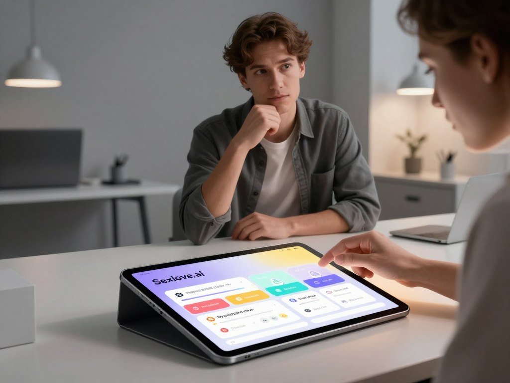 A futuristic digital scene showcasing a user interface for navigating subscription options of an AI companion named "Sexlove.ai." In the foreground, a sleek modern tablet lays on a stylish desk, displaying a colorful, interactive subscription plan interface. The middle layer features a professional individual in smart casual attire, thoughtfully analyzing the options, with subtle expressions of curiosity. The background showcases a clean, minimalist workspace with soft ambient lighting, highlighting the high-tech atmosphere. A gentle glow emanates from the tablet screen, casting a warm light on the user’s face. The overall mood is one of innovation and exploration, inviting viewers to engage in the experience of selecting the best AI companion plans. - The Ultimate Guide to AI Girlfriends-Sexlove.ai A futuristic digital scene showcasing a user interface for navigating subscription options of an AI companion named Sexloveai In the foreground a sleek modern tablet lays on a stylish desk displaying a colorful interactive subscription plan interface The middle layer features a professional individual in smart casual attire thoughtfully analyzing the options with subtle expressions of curiosity The background showcases a clean minimalist workspace with soft ambient lighting highlighting the high tech atmosphere A gentle glow emanates from the tablet screen casting a warm light on the users face The overall mood is one of innovation and exploration inviting viewers to engage in the experience of selecting the best AI companion plans