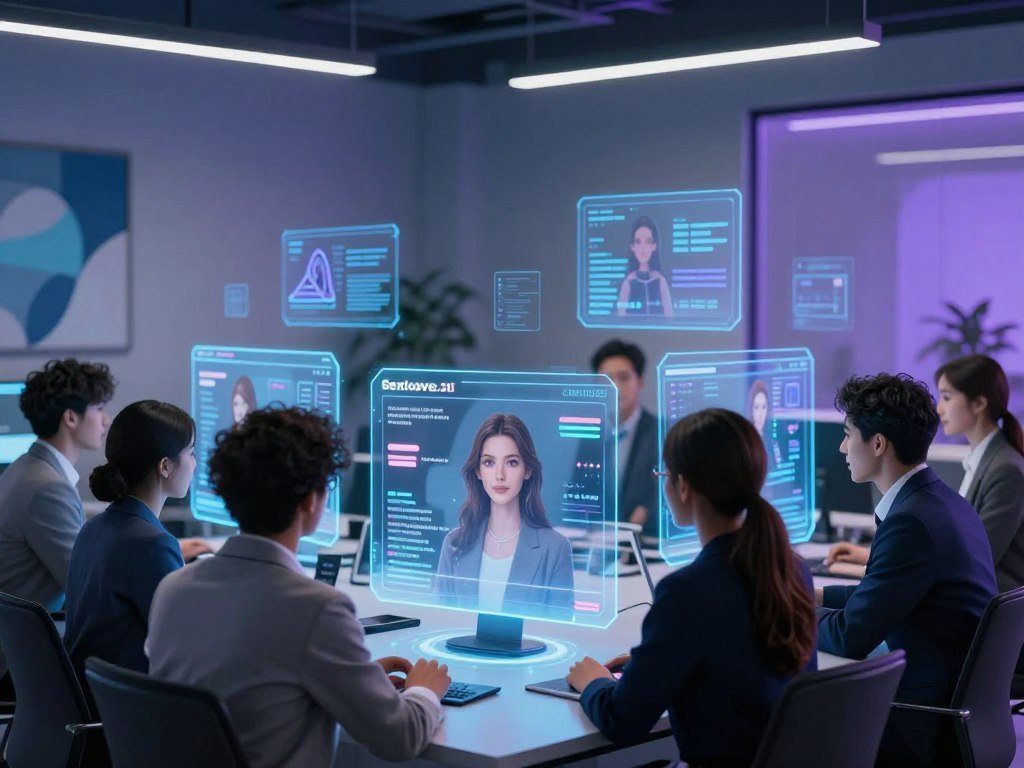A futuristic digital workspace showcasing the customization process of an AI girlfriend. In the foreground, a diverse group of individuals, dressed in professional business attire, are interacting with a sleek holographic interface displaying various customization options such as appearance, personality traits, and conversation styles. The middle ground features glowing screens and digital assets floating in a high-tech, ambient-lit environment, creating a sense of innovation and personalization. The background depicts a modern office with abstract art and soft lighting, emphasizing creativity and advanced technology. A subtle color palette of blues and purples enhances the mood of exploration and excitement. The brand name "Sexlove.ai" is subtly integrated into the design elements, ensuring a cohesive look without additional text or overlays. - The Ultimate Guide to AI Girlfriends-Sexlove.ai A futuristic digital workspace showcasing the customization process of an AI girlfriend In the foreground a diverse group of individuals dressed in professional business attire are interacting with a sleek holographic interface displaying various customization options such as appearance personality traits and conversation styles The middle ground features glowing screens and digital assets floating in a high tech ambient lit environment creating a sense of innovation and personalization The background depicts a modern office with abstract art and soft lighting emphasizing creativity and advanced technology A subtle color palette of blues and purples enhances the mood of exploration and excitement The brand name Sexloveai is subtly integrated into the design elements ensuring a cohesive look without additional text or overlays