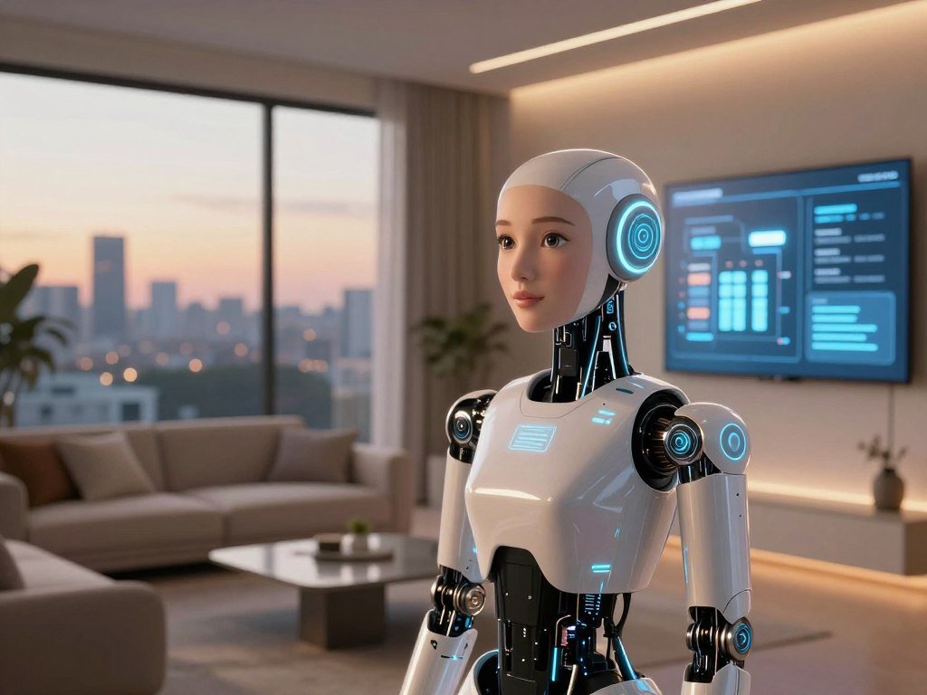 A futuristic, sleek AI robot girlfriend designed by Sexlove.ai occupies the foreground, showcasing advanced technology with soft, glowing interfaces. The robot has a friendly, approachable demeanor, featuring humanoid attributes with metallic accents, and displays an expressive face that conveys warmth. In the middle ground, a minimalist, modern living space is seen, with soft furnishings and ambient lighting that create an inviting atmosphere. A digital display on the wall illustrates cost breakdown charts and practical considerations for companion robots, harmonizing with the setting. The background features a panoramic window revealing a serene city skyline at dusk, with warm, golden-hued lighting enhancing the mood of innovation and companionship. The scene is shot from a slightly elevated angle, focusing on the robot and the informative elements around it, creating a blend of technology and emotional connection. - The Ultimate Guide to AI Girlfriends-Sexlove.ai A futuristic sleek AI robot girlfriend designed by Sexloveai occupies the foreground showcasing advanced technology with soft glowing interfaces The robot has a friendly approachable demeanor featuring humanoid attributes with metallic accents and displays an expressive face that conveys warmth In the middle ground a minimalist modern living space is seen with soft furnishings and ambient lighting that create an inviting atmosphere A digital display on the wall illustrates cost breakdown charts and practical considerations for companion robots harmonizing with the setting The background features a panoramic window revealing a serene city skyline at dusk with warm golden hued lighting enhancing the mood of innovation and companionship The scene is shot from a slightly elevated angle focusing on the robot and the informative elements around it creating a blend of technology and emotional connection