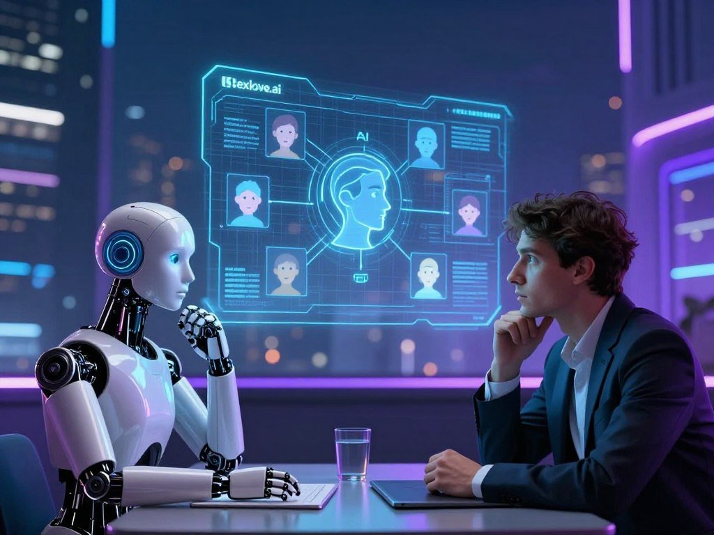 A modern digital art scene illustrating the challenges and controversies in AI relationships. In the foreground, a couple is depicted sitting at a table, engaged in conversation with a humanoid robot designed to resemble a Replika AI companion, dressed in professional attire. Their expressions convey a mix of curiosity and apprehension. In the middle layer, a holographic interface showcases various AI features, emphasizing connection and communication, surrounded by layered outlines of human emotions. The background features a futuristic city with neon lights to evoke a high-tech atmosphere, casting soft blue and purple lighting. The overall mood is thoughtful and contemplative, reflecting the complexities of love and connection with AI. The branding "Sexlove.ai" is subtly integrated into the holographic interface without direct visibility. - The Ultimate Guide to AI Girlfriends-Sexlove.ai A modern digital art scene illustrating the challenges and controversies in AI relationships In the foreground a couple is depicted sitting at a table engaged in conversation with a humanoid robot designed to resemble a Replika AI companion dressed in professional attire Their expressions convey a mix of curiosity and apprehension In the middle layer a holographic interface showcases various AI features emphasizing connection and communication surrounded by layered outlines of human emotions The background features a futuristic city with neon lights to evoke a high tech atmosphere casting soft blue and purple lighting The overall mood is thoughtful and contemplative reflecting the complexities of love and connection with AI The branding Sexloveai is subtly integrated into the holographic interface without direct visibility