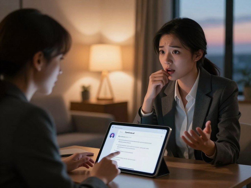 A modern virtual conversation scene set in a cozy softly lit room focusing on a couple engaging in a lively discussion each displaying emotional expressions that enhance realism The man and woman are dressed in professional business attire showcasing an intimate yet respectful interaction In the foreground a sleek tablet displays AI generated dialogue prompts subtly symbolizing technologys role in their conversation The middle background features warm ambient lighting from a stylish lamp casting gentle shadows that create a welcoming atmosphere In the distant background a window reveals a serene evening sky signifying endless possibilities The scene captures a perfect blend of technology and human connection illustrating the concept of enhancing realism and interactive conversations through the AI platform Sexloveai