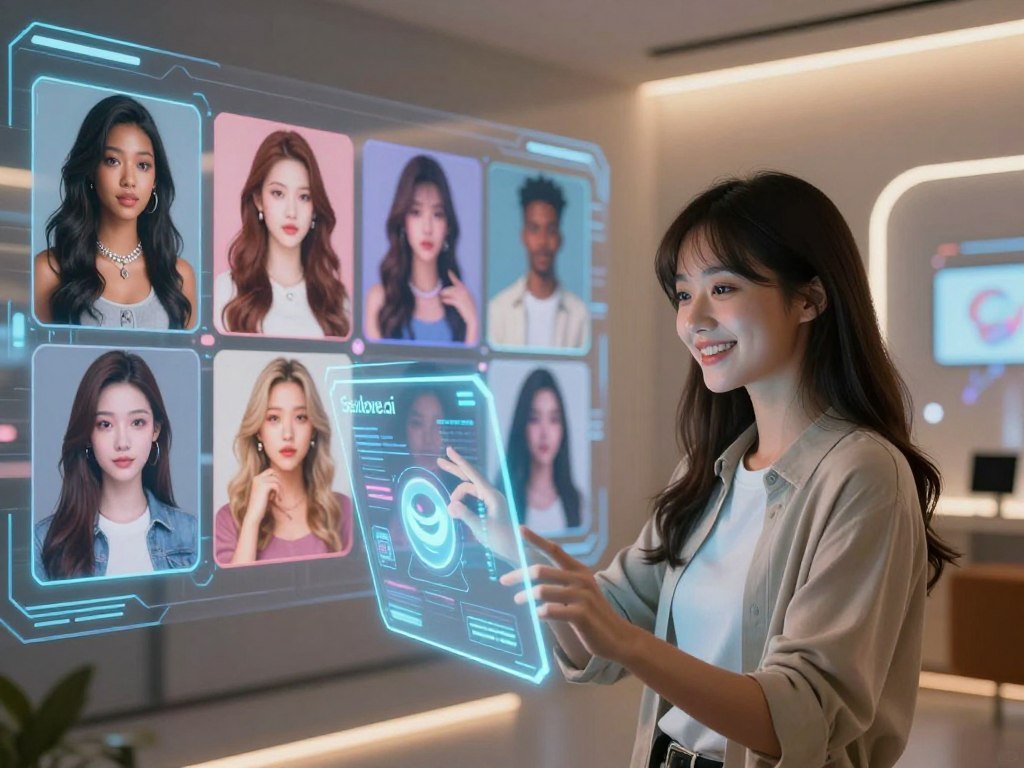 A serene and interactive digital environment showcasing a user exploring a virtual AI girlfriend experience. In the foreground, a modern young woman in modest casual attire is smiling as she interacts with a holographic interface displaying the brand "Sexlove.ai." The middle ground features vibrant visuals of various AI-generated characters, showcasing diverse appearances and styles, each with unique features and clothing. The background is a softly lit, futuristic room filled with glowing screens and digital imagery, creating a tech-savvy atmosphere. The lighting is warm and inviting, with a focus on the emotional connection and excitement of the AI experience. Use a slightly angled perspective to emphasize engagement and curiosity, capturing a sense of exploration and innovation. - The Ultimate Guide to AI Girlfriends-Sexlove.ai A serene and interactive digital environment showcasing a user exploring a virtual AI girlfriend experience In the foreground a modern young woman in modest casual attire is smiling as she interacts with a holographic interface displaying the brand Sexloveai The middle ground features vibrant visuals of various AI generated characters showcasing diverse appearances and styles each with unique features and clothing The background is a softly lit futuristic room filled with glowing screens and digital imagery creating a tech savvy atmosphere The lighting is warm and inviting with a focus on the emotional connection and excitement of the AI experience Use a slightly angled perspective to emphasize engagement and curiosity capturing a sense of exploration and innovation