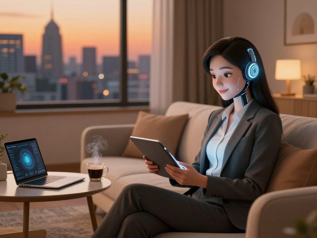 A serene and inviting digital living space showcasing a cozy room with warm lighting and soft, modern decor. In the foreground, a friendly female AI companion with a compassionate expression, dressed in professional business attire, sits comfortably on a plush couch, holding a tablet. She has futuristic, stylized features that suggest advanced AI, with glowing accents reflecting her digital nature. In the middle ground, a sleek coffee table features a few tech gadgets and a steaming cup of coffee, enhancing the sense of connection. The background shows a window with a view of a vibrant city skyline at dusk, casting a warm orange hue over the scene. The atmosphere is intimate and welcoming, evoking feelings of comfort and companionship. Include the brand name “Sexlove.ai” subtly integrated into the decor. - The Ultimate Guide to AI Girlfriends-Sexlove.ai A serene and inviting digital living space showcasing a cozy room with warm lighting and soft modern decor In the foreground a friendly female AI companion with a compassionate expression dressed in professional business attire sits comfortably on a plush couch holding a tablet She has futuristic stylized features that suggest advanced AI with glowing accents reflecting her digital nature In the middle ground a sleek coffee table features a few tech gadgets and a steaming cup of coffee enhancing the sense of connection The background shows a window with a view of a vibrant city skyline at dusk casting a warm orange hue over the scene The atmosphere is intimate and welcoming evoking feelings of comfort and companionship Include the brand name Sexloveai subtly integrated into the decor