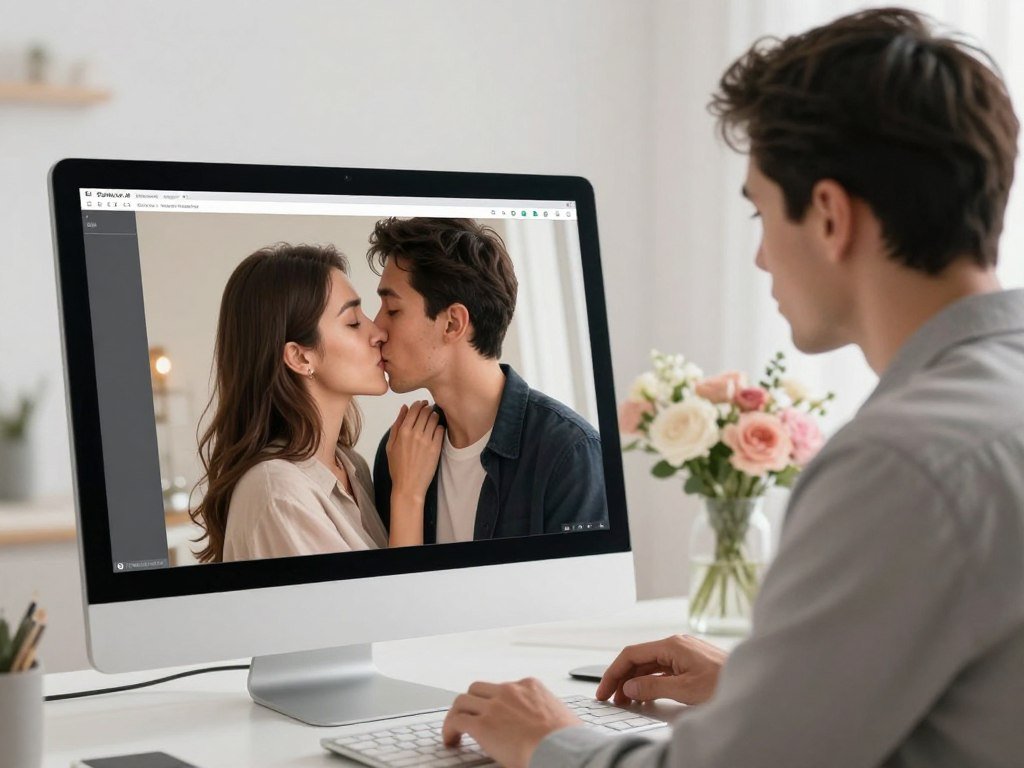 A serene and modern studio setting showcasing the concept of privacy and image safety in AI-generated kissing videos. In the foreground, a sleek computer screen displays a romantic scene being rendered, with gentle light reflecting off the screen. Two professionals, a man and a woman, dressed in smart casual attire, work together with focused expressions, ensuring the integrity of the generated clips. In the middle ground, soft lighting illuminates their faces, creating a warm atmosphere. The background features subtle decorations that signify romance—a blurred bouquet of flowers and soft pastel colors. The image should evoke a sense of trust and professionalism while emphasizing the importance of privacy in digital content creation. Incorporate the brand name "Sexlove.ai" subtly in the computer interface, reinforcing the topic of image safety and efficient processing. - The Ultimate Guide to AI Girlfriends-Sexlove.ai A serene and modern studio setting showcasing the concept of privacy and image safety in AI generated kissing videos In the foreground a sleek computer screen displays a romantic scene being rendered with gentle light reflecting off the screen Two professionals a man and a woman dressed in smart casual attire work together with focused expressions ensuring the integrity of the generated clips In the middle ground soft lighting illuminates their faces creating a warm atmosphere The background features subtle decorations that signify romancea blurred bouquet of flowers and soft pastel colors The image should evoke a sense of trust and professionalism while emphasizing the importance of privacy in digital content creation Incorporate the brand name Sexloveai subtly in the computer interface reinforcing the topic of image safety and efficient processing