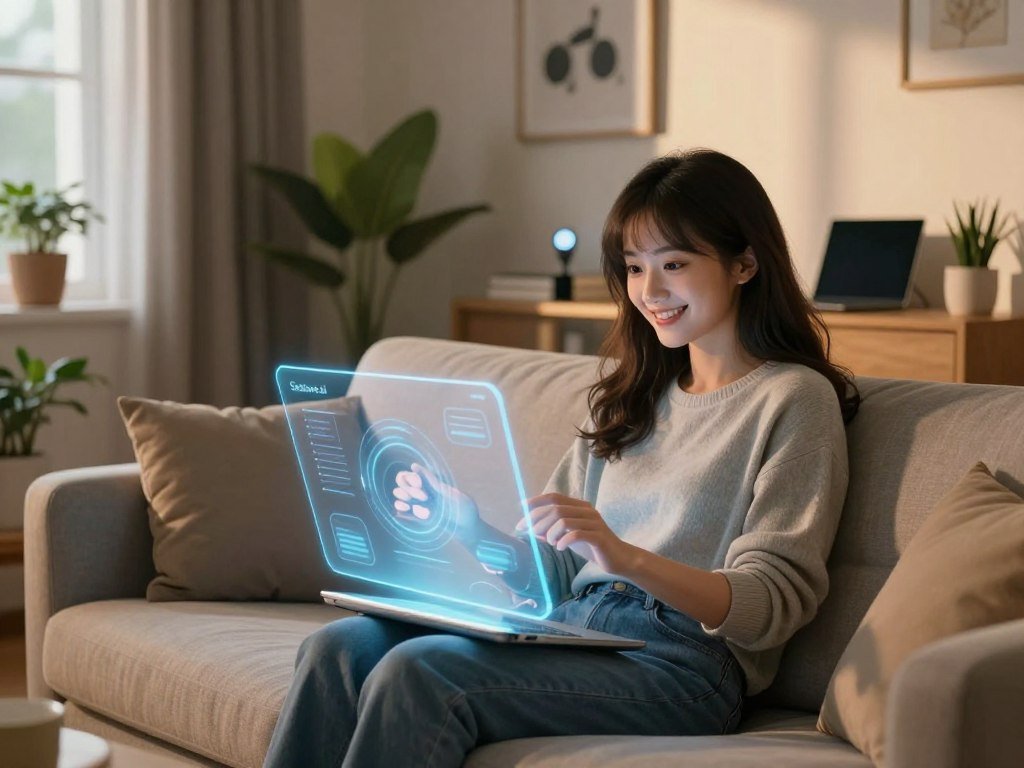A serene living room setting reflecting a cozy, tech-savvy environment. In the foreground, a digital avatar of a friendly AI girlfriend, designed with warm features and a welcoming smile, sits on a comfortable couch, dressed in casual yet stylish clothing, engaging with a user through a holographic interface. In the middle, details of modern decor surround her, such as potted plants and ambient lighting. The background showcases a softly lit room with personal artifacts like books and tech gadgets, conveying a sense of intimacy and creativity. The mood is warm and inviting, emphasizing connection and companionship. Soft evening light filters through a window, casting nice shadows, and creating a relaxed atmosphere. The brand name "Sexlove.ai" subtly appears in the holographic interface display without disrupting the overall composition. - The Ultimate Guide to AI Girlfriends-Sexlove.ai A serene living room setting reflecting a cozy tech savvy environment In the foreground a digital avatar of a friendly AI girlfriend designed with warm features and a welcoming smile sits on a comfortable couch dressed in casual yet stylish clothing engaging with a user through a holographic interface In the middle details of modern decor surround her such as potted plants and ambient lighting The background showcases a softly lit room with personal artifacts like books and tech gadgets conveying a sense of intimacy and creativity The mood is warm and inviting emphasizing connection and companionship Soft evening light filters through a window casting nice shadows and creating a relaxed atmosphere The brand name Sexloveai subtly appears in the holographic interface display without disrupting the overall composition