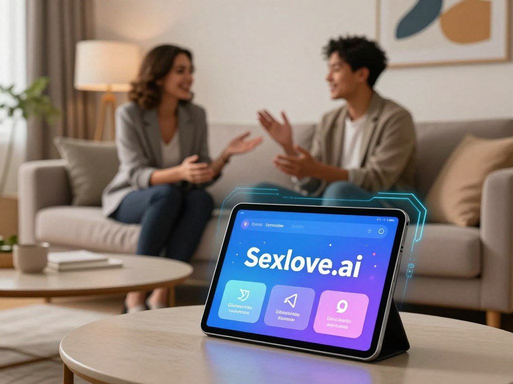 A serene, modern living room showcasing a futuristic digital interface representing AI Girlfriend Apps for Companionship. In the foreground, an elegantly designed tablet displays the brand name "Sexlove.ai" with vibrant visual elements symbolizing companionship and communication. The middle ground features a stylish sofa with two people dressed in professional business attire, engaged in a warm, animated conversation, illustrating the concept of virtual companionship. The background reveals a cozy contemporary setting with soft lighting, warm colors, and abstract art, creating an inviting atmosphere. A subtle glow from the digital interface enhances the futuristic feel, suggesting advanced technology. The overall mood is friendly and engaging, emphasizing connection and companionship through innovative AI. - The Ultimate Guide to AI Girlfriends-Sexlove.ai A serene modern living room showcasing a futuristic digital interface representing AI Girlfriend Apps for Companionship In the foreground an elegantly designed tablet displays the brand name Sexloveai with vibrant visual elements symbolizing companionship and communication The middle ground features a stylish sofa with two people dressed in professional business attire engaged in a warm animated conversation illustrating the concept of virtual companionship The background reveals a cozy contemporary setting with soft lighting warm colors and abstract art creating an inviting atmosphere A subtle glow from the digital interface enhances the futuristic feel suggesting advanced technology The overall mood is friendly and engaging emphasizing connection and companionship through innovative AI