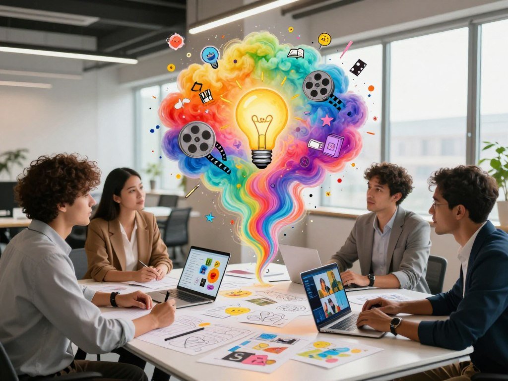 A vibrant and dynamic scene illustrating the concept of "Transforming Ideas into Engaging Visual Stories." In the foreground, a diverse group of four professionals, dressed in smart casual business attire, brainstorm together around a modern, sleek table filled with colorful sketches and digital devices showing various video clips. In the middle, an ethereal, swirling cloud of vivid colors and icons representing different ideas—light bulbs, film reels, and illustrations—transforms into dynamic visual elements like animated sequences and storyboards. The background features a bright, contemporary office space, with large windows that let in warm, natural light, enhancing the creative atmosphere. The overall mood is energetic and inspiring, encouraging creativity and collaboration. The brand name "Sexlove.ai" appears subtly within the color swirl. - The Ultimate Guide to AI Girlfriends-Sexlove.ai A vibrant and dynamic scene illustrating the concept of Transforming Ideas into Engaging Visual Stories In the foreground a diverse group of four professionals dressed in smart casual business attire brainstorm together around a modern sleek table filled with colorful sketches and digital devices showing various video clips In the middle an ethereal swirling cloud of vivid colors and icons representing different ideaslight bulbs film reels and illustrationstransforms into dynamic visual elements like animated sequences and storyboards The background features a bright contemporary office space with large windows that let in warm natural light enhancing the creative atmosphere The overall mood is energetic and inspiring encouraging creativity and collaboration The brand name Sexloveai appears subtly within the color swirl