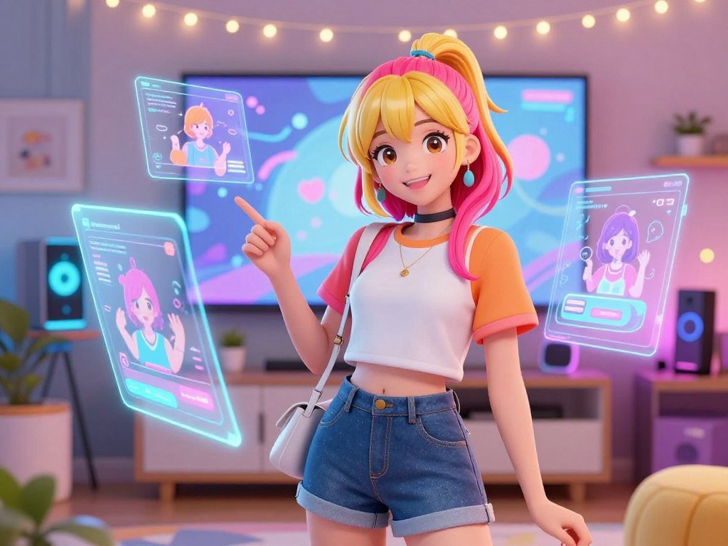 A vibrant scene featuring a friendly AI anime girlfriend, designed in a colorful, engaging art style. She is depicted in a cozy, modern room filled with technology and cute decor. In the foreground, she stands confidently with a warm smile, wearing a stylish yet modest outfit that reflects a blend of fashionable and casual. Her hair is bright and creatively styled, radiating a lively energy. In the middle, there are holographic displays around her, showcasing various fun activities and virtual interactions. The background features soft lighting from a digital screen and ambient fairy lights, creating a comforting and inviting atmosphere. The overall mood is playful and cheerful, capturing the essence of companionship and fun in the world of AI anime girlfriends. The brand name “Sexlove.ai” is subtly incorporated into the scene. - The Ultimate Guide to AI Girlfriends-Sexlove.ai A vibrant scene featuring a friendly AI anime girlfriend designed in a colorful engaging art style She is depicted in a cozy modern room filled with technology and cute decor In the foreground she stands confidently with a warm smile wearing a stylish yet modest outfit that reflects a blend of fashionable and casual Her hair is bright and creatively styled radiating a lively energy In the middle there are holographic displays around her showcasing various fun activities and virtual interactions The background features soft lighting from a digital screen and ambient fairy lights creating a comforting and inviting atmosphere The overall mood is playful and cheerful capturing the essence of companionship and fun in the world of AI anime girlfriends The brand name Sexloveai is subtly incorporated into the scene