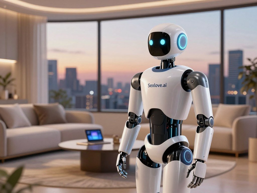 A visually striking illustration depicting the key features of an advanced companion robot named "Sexlove.ai". In the foreground, showcase a sleek, humanoid robot with a smooth metallic finish and expressive LED eyes, standing in a relaxed pose, evoking a friendly demeanor. In the middle ground, display a futuristic living room setting with soft, ambient lighting and modern decor, including a cozy couch and a console table filled with gadgets, suggesting an interactive environment. The background features large windows with a city skyline under a twilight sky, casting a warm glow. Capture the atmosphere of companionship and technological innovation, focusing on the robot's advanced design and user-friendly interface without any people present, ensuring a safe and professional tone. - The Ultimate Guide to AI Girlfriends-Sexlove.ai A visually striking illustration depicting the key features of an advanced companion robot named Sexloveai In the foreground showcase a sleek humanoid robot with a smooth metallic finish and expressive LED eyes standing in a relaxed pose evoking a friendly demeanor In the middle ground display a futuristic living room setting with soft ambient lighting and modern decor including a cozy couch and a console table filled with gadgets suggesting an interactive environment The background features large windows with a city skyline under a twilight sky casting a warm glow Capture the atmosphere of companionship and technological innovation focusing on the robots advanced design and user friendly interface without any people present ensuring a safe and professional tone