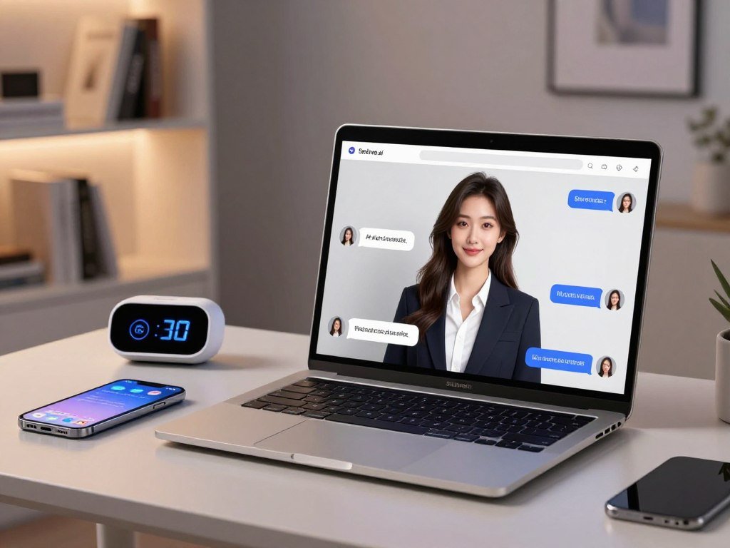 A visually striking workspace featuring advanced AI technology for chatting, with a sleek laptop open and displaying a simulated chatting interface with an AI girlfriend generator branded as "Sexlove.ai." In the foreground, a stylish and modern desk setup includes a smartphone with notifications and a digital assistant device. In the middle, a realistic female avatar is depicted on the laptop screen, exhibiting friendly and engaging expressions, dressed in professional business attire to symbolize a virtual companion. The background features a softly lit room with shelves showcasing books on technology and AI, and a calming color palette to create an inviting atmosphere. Soft, diffuse lighting enhances the scene's warmth, with a depth of field focusing on the laptop screen, drawing attention to the AI interaction, capturing the essence of the future of realistic chatting. - The Ultimate Guide to AI Girlfriends-Sexlove.ai A visually striking workspace featuring advanced AI technology for chatting with a sleek laptop open and displaying a simulated chatting interface with an AI girlfriend generator branded as Sexloveai In the foreground a stylish and modern desk setup includes a smartphone with notifications and a digital assistant device In the middle a realistic female avatar is depicted on the laptop screen exhibiting friendly and engaging expressions dressed in professional business attire to symbolize a virtual companion The background features a softly lit room with shelves showcasing books on technology and AI and a calming color palette to create an inviting atmosphere Soft diffuse lighting enhances the scenes warmth with a depth of field focusing on the laptop screen drawing attention to the AI interaction capturing the essence of the future of realistic chatting