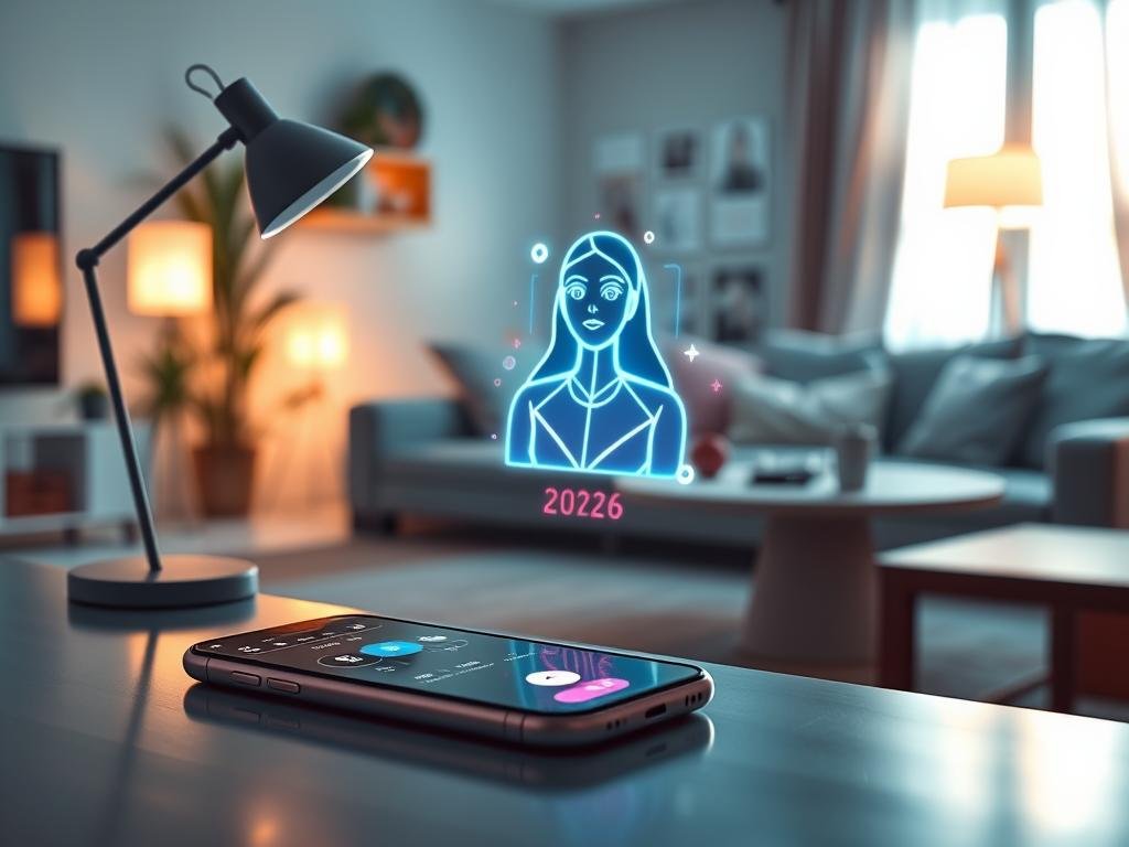 A futuristic depiction of an AI Girlfriend App interface set in 2026, featuring a sleek, modern smartphone with a glowing screen showcasing the app interface of "sexlove.ai." In the foreground, the smartphone is placed on a stylish, minimalist desk, reflecting soft ambient lighting from a nearby lamp. The middle layer displays a virtual assistant avatar, designed to be friendly and approachable, with a glowing outline and animated elements to convey a sense of interactivity. The background reveals a cozy, contemporary room with soft pastel colors, comfortable furnishings, and hints of technology, creating a warm and inviting atmosphere. The scene should evoke a sense of innovation and intimacy, capturing the essence of a personal AI companion experience. A futuristic depiction of an AI Girlfriend App interface set in 2026, featuring a sleek, modern smartphone with a glowing screen showcasing the app interface of "sexlove.ai." In the foreground, the smartphone is placed on a stylish, minimalist desk, reflecting soft ambient lighting from a nearby lamp. The middle layer displays a virtual assistant avatar, designed to be friendly and approachable, with a glowing outline and animated elements to convey a sense of interactivity. The background reveals a cozy, contemporary room with soft pastel colors, comfortable furnishings, and hints of technology, creating a warm and inviting atmosphere. The scene should evoke a sense of innovation and intimacy, capturing the essence of a personal AI companion experience.