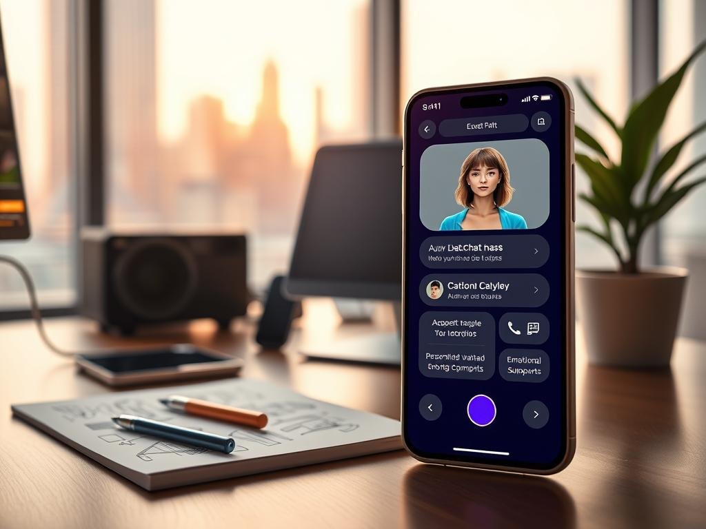 A futuristic digital workspace showcasing the features of the best AI girlfriend app, "sexlove.ai", in 2026. In the foreground, a sleek smartphone displays an intuitive user interface with interactive features like voice chat, personalized avatar customization, and emotional support tools. The middle ground features a modern desk setup with stylish tech gadgets, a notebook with sketches of AI interactions, and a serene indoor plant. The background presents a soft-focus city skyline through a large window, hinting at innovation and technology. The lighting is warm and inviting, creating a cozy atmosphere as if inviting users into a digital companionship experience. The angle is slightly tilted downwards to emphasize the smartphone and its vibrant screen. A futuristic digital workspace showcasing the features of the best AI girlfriend app, "sexlove.ai", in 2026. In the foreground, a sleek smartphone displays an intuitive user interface with interactive features like voice chat, personalized avatar customization, and emotional support tools. The middle ground features a modern desk setup with stylish tech gadgets, a notebook with sketches of AI interactions, and a serene indoor plant. The background presents a soft-focus city skyline through a large window, hinting at innovation and technology. The lighting is warm and inviting, creating a cozy atmosphere as if inviting users into a digital companionship experience. The angle is slightly tilted downwards to emphasize the smartphone and its vibrant screen.