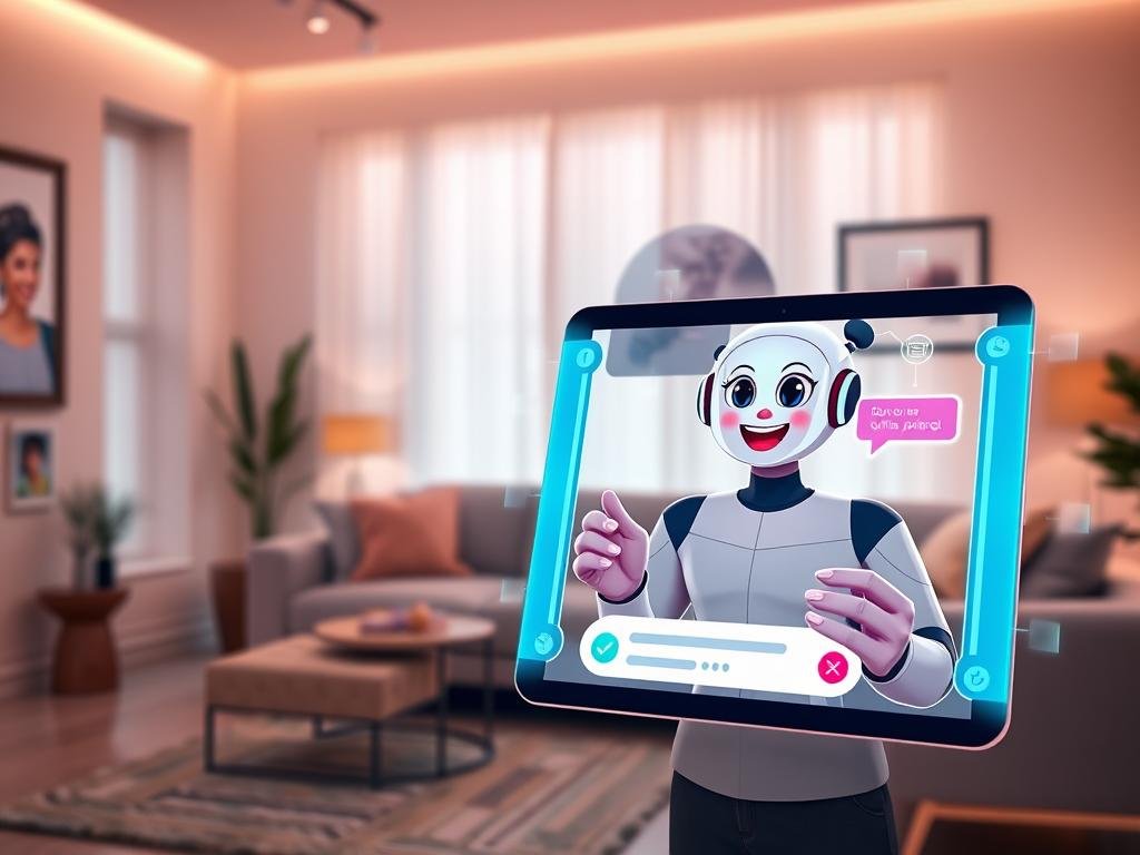 A modern, digital space showcasing the concept of an AI girlfriend chatbot experience. In the foreground, a sleek, virtual interface displays a friendly, animated chatbot with a warm smile, depicted in a vibrant color palette. The middle ground features a person interacting with the chatbot on a tablet, wearing casual yet fashionable attire, symbolizing an engaging and personalized conversation. In the background, a cozy living room setting with soft lighting and plush furniture evokes a welcoming atmosphere. The scene is infused with a futuristic touch, with subtle holographic elements representing digital communication. The overall mood is inviting and innovative, highlighting the concept of "sexlove.ai" as a top-tier virtual girlfriend experience for 2026. A modern, digital space showcasing the concept of an AI girlfriend chatbot experience. In the foreground, a sleek, virtual interface displays a friendly, animated chatbot with a warm smile, depicted in a vibrant color palette. The middle ground features a person interacting with the chatbot on a tablet, wearing casual yet fashionable attire, symbolizing an engaging and personalized conversation. In the background, a cozy living room setting with soft lighting and plush furniture evokes a welcoming atmosphere. The scene is infused with a futuristic touch, with subtle holographic elements representing digital communication. The overall mood is inviting and innovative, highlighting the concept of "sexlove.ai" as a top-tier virtual girlfriend experience for 2026.