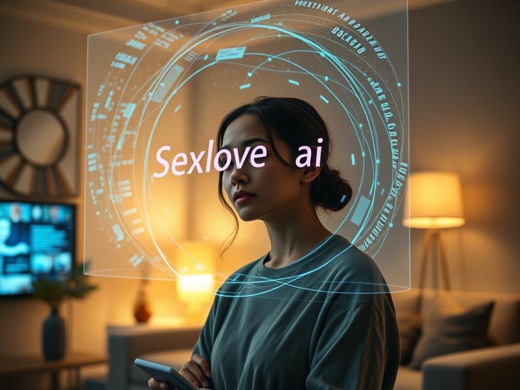 A surreal visualization of an AI girlfriend's memory and conversation limitations. In the foreground, depict a thoughtful woman in modest casual attire, slightly puzzled, interacting with a holographic AI interface of "Sexlove.ai" emanating from a sleek device. The middle layer should show swirling digital data streams, symbolizing fragmented memories and interrupted communication. In the background, a softly lit, modern room with abstract tech-inspired decor sets a contemplative mood, emphasizing the blend of human emotion and AI technology. Use warm, ambient lighting to invoke a sense of intimacy and warmth, captured with a soft focus lens to enhance the dreamlike quality. The overall atmosphere should balance curiosity and a hint of melancholy, reflecting the limitations of AI relationships. A surreal visualization of an AI girlfriend's memory and conversation limitations. In the foreground, depict a thoughtful woman in modest casual attire, slightly puzzled, interacting with a holographic AI interface of "Sexlove.ai" emanating from a sleek device. The middle layer should show swirling digital data streams, symbolizing fragmented memories and interrupted communication. In the background, a softly lit, modern room with abstract tech-inspired decor sets a contemplative mood, emphasizing the blend of human emotion and AI technology. Use warm, ambient lighting to invoke a sense of intimacy and warmth, captured with a soft focus lens to enhance the dreamlike quality. The overall atmosphere should balance curiosity and a hint of melancholy, reflecting the limitations of AI relationships.