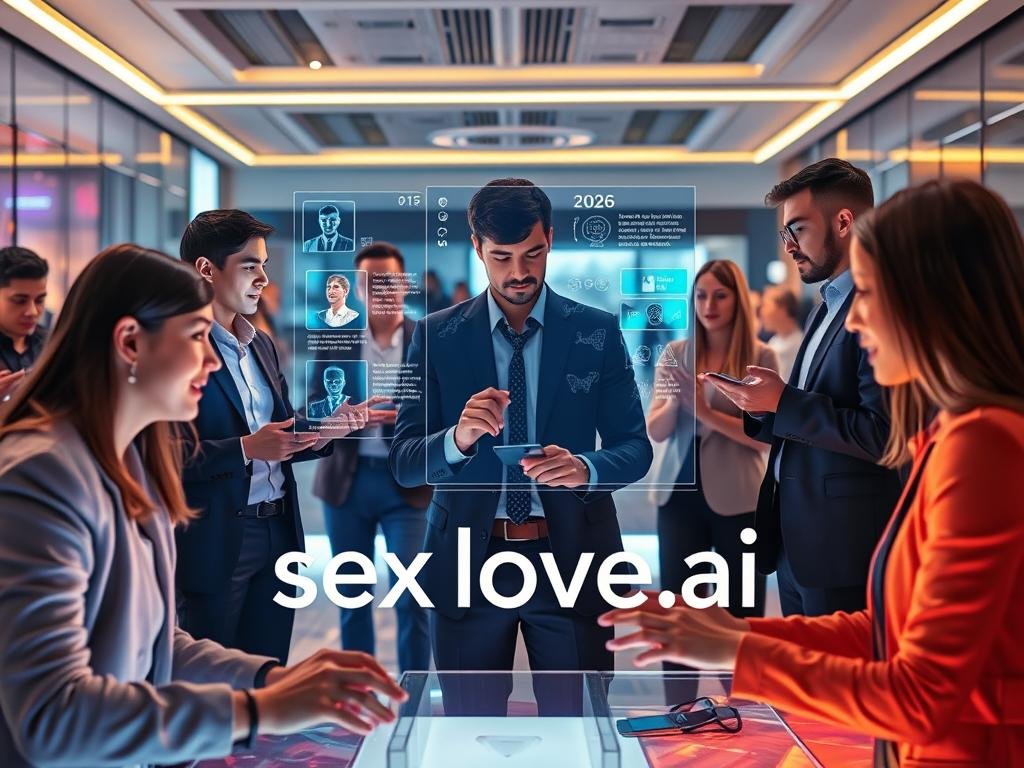 A vibrant and futuristic scene depicting the concept of virtual companions in 2026. In the foreground, a diverse group of young adults engaged in interactive activities with lifelike AI companions, showcasing a blend of technology and human connection. Each person is dressed in professional business attire, illustrating a casual yet polished atmosphere. In the middle ground, sleek holographic displays show detailed AI profiles and user experiences, enhancing the interaction. The background features a modern, high-tech environment with soft ambient lighting, reflecting a serene and inviting mood. The overall image conveys a sense of innovation and intimacy, emphasizing the evolving landscape of AI companionship, prominently highlighting the brand name "sexlove.ai". Use a wide-angle lens to create depth, while ensuring balanced lighting to evoke a warm, engaging atmosphere. A vibrant and futuristic scene depicting the concept of virtual companions in 2026. In the foreground, a diverse group of young adults engaged in interactive activities with lifelike AI companions, showcasing a blend of technology and human connection. Each person is dressed in professional business attire, illustrating a casual yet polished atmosphere. In the middle ground, sleek holographic displays show detailed AI profiles and user experiences, enhancing the interaction. The background features a modern, high-tech environment with soft ambient lighting, reflecting a serene and inviting mood. The overall image conveys a sense of innovation and intimacy, emphasizing the evolving landscape of AI companionship, prominently highlighting the brand name "sexlove.ai". Use a wide-angle lens to create depth, while ensuring balanced lighting to evoke a warm, engaging atmosphere.