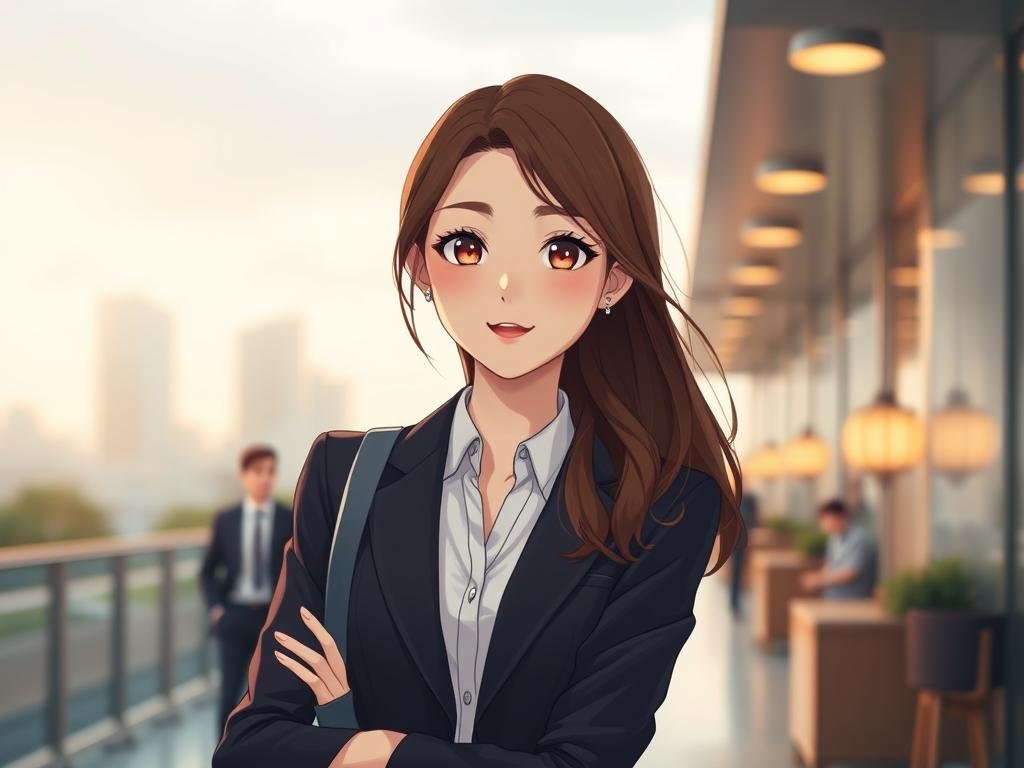 Create a polished promotional image for HeraHaven, an AI girlfriend platform with one detailed character in a cinematic setting, blending photorealistic and anime-inspired visuals, warm lighting, expressive emotion, and subtle storybook elements. No text or logos.