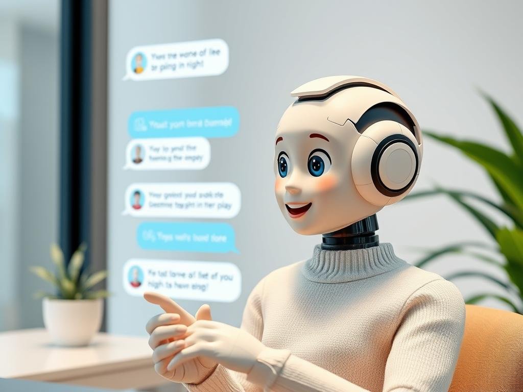 Create a warm, realistic AI companion in a modern chat interface, showing natural conversation, expressive reactions, and personalized personality details. Use a clean, inviting design with soft lighting and a trustworthy digital experience. Create a warm, realistic AI companion in a modern chat interface, showing natural conversation, expressive reactions, and personalized personality details. Use a clean, inviting design with soft lighting and a trustworthy digital experience.