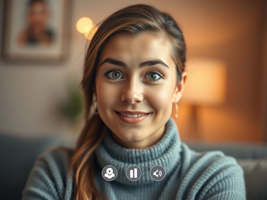 Hero image for the sexlove.ai AI girlfriend app: a warm, modern chat interface showing a confident virtual companion with expressive eyes, subtle personality cues, voice message icons, and a welcoming digital atmosphere. Clean premium design, soft lighting, American app marketing style, no readable text.